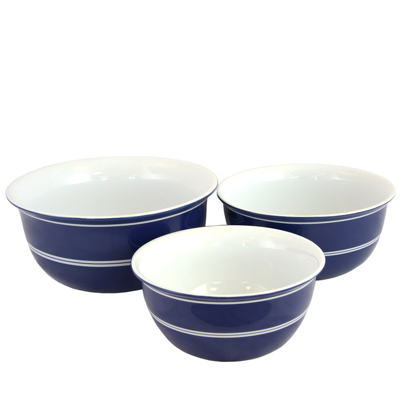 Gibson Just Dine Bistro Edge 3 Piece Stoneware Mixing Bowl Set Joss